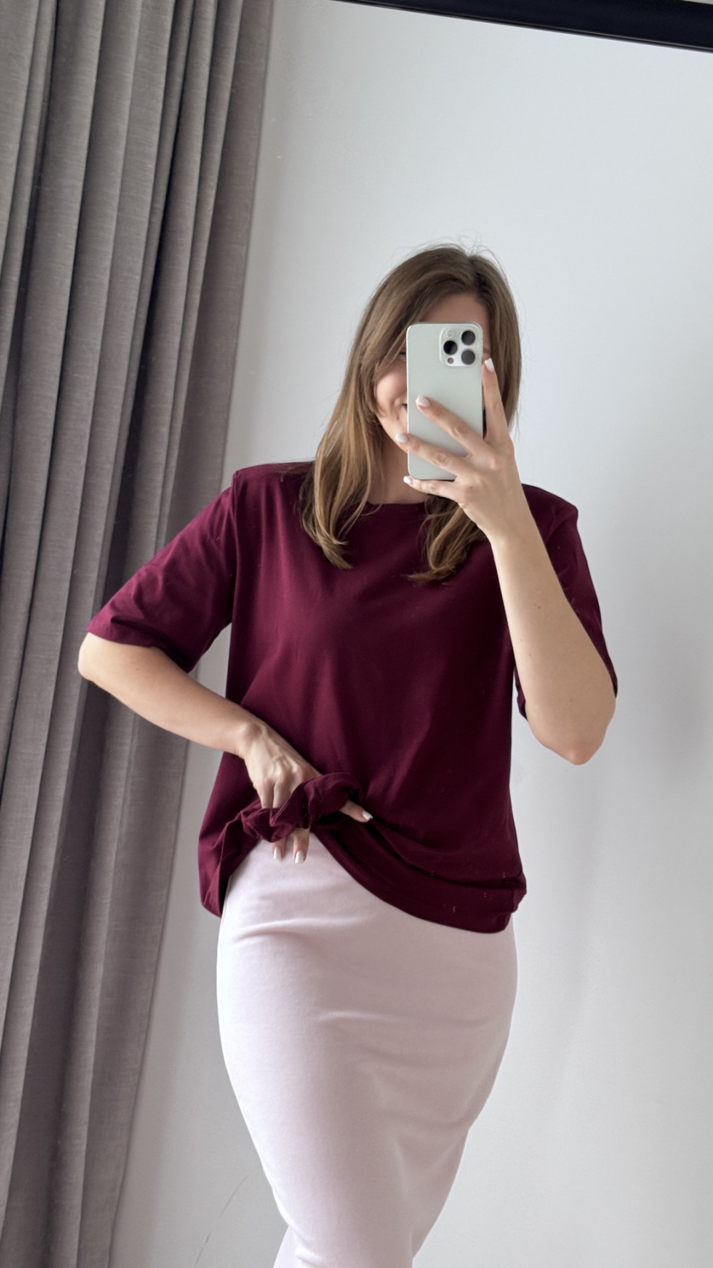 KOSZULKA BAWEŁNIANA Z RÓŻĄ I GUMKĄ DO WŁOSOW BURGUND ROSALINA 2