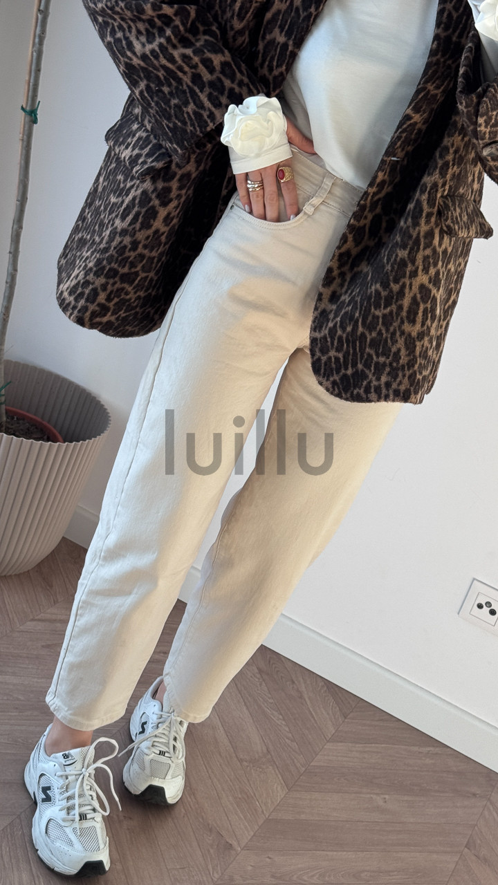 SPODNIE Z CIENKIEGO DŻINSU BANANY BEŻOWE 3