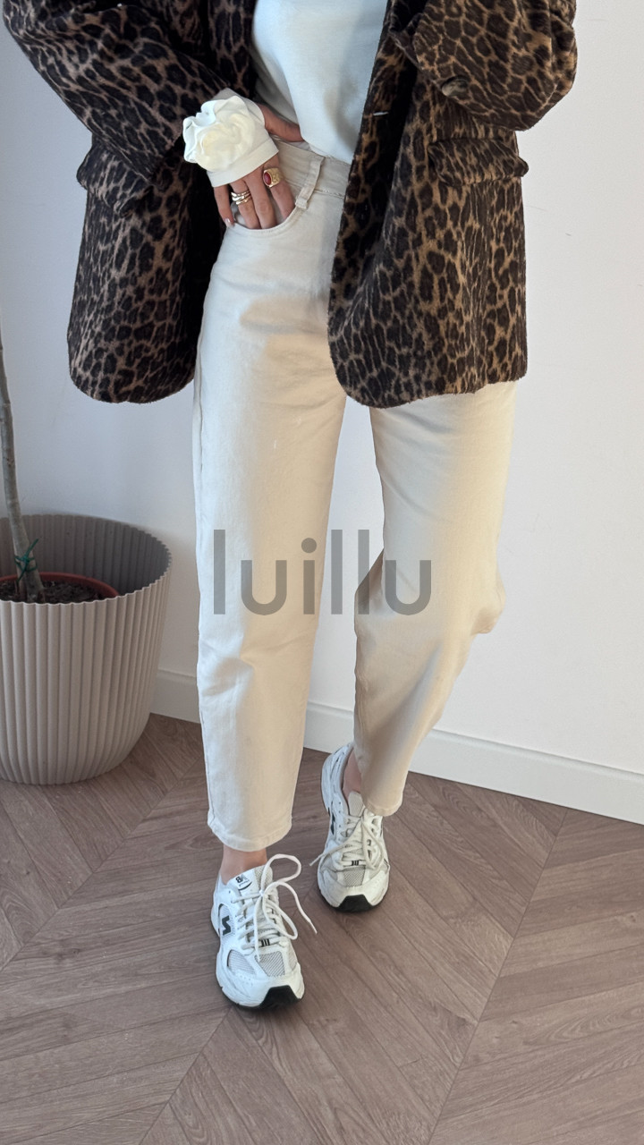 SPODNIE Z CIENKIEGO DŻINSU BANANY BEŻOWE 1