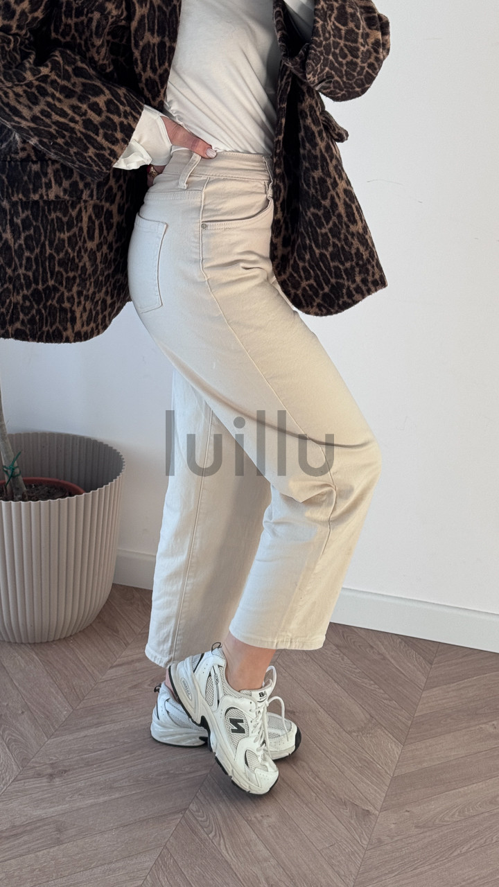 SPODNIE Z CIENKIEGO DŻINSU BANANY BEŻOWE 4