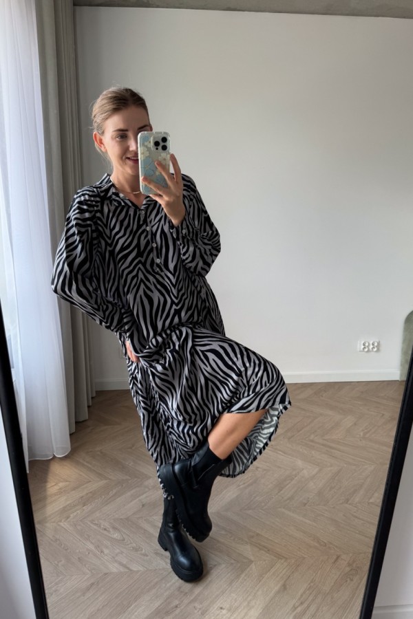 SUKIENKA WISKOZOWA SZARA ZEBRA OVERSIZE 2