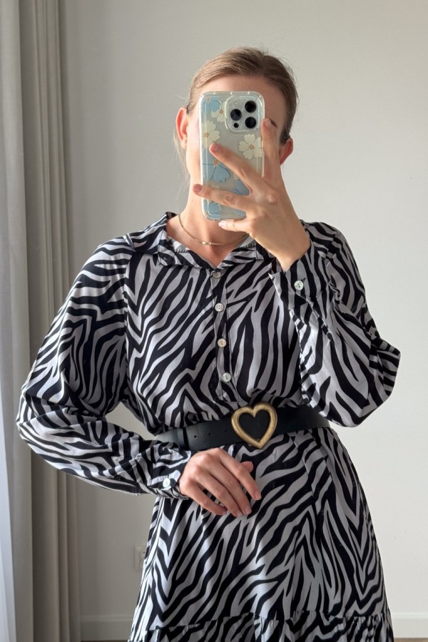 SUKIENKA WISKOZOWA SZARA ZEBRA OVERSIZE 3