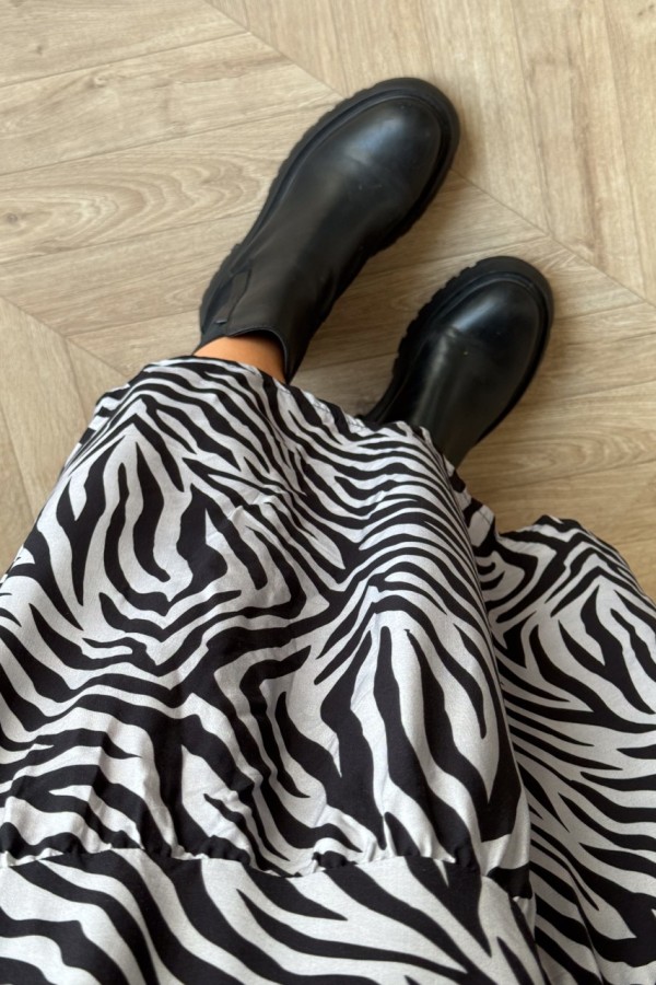 SUKIENKA WISKOZOWA SZARA ZEBRA OVERSIZE 6