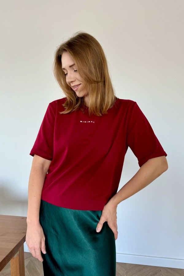 T-SHIRT BAWEŁNIANY BORDO MINIMAL 4