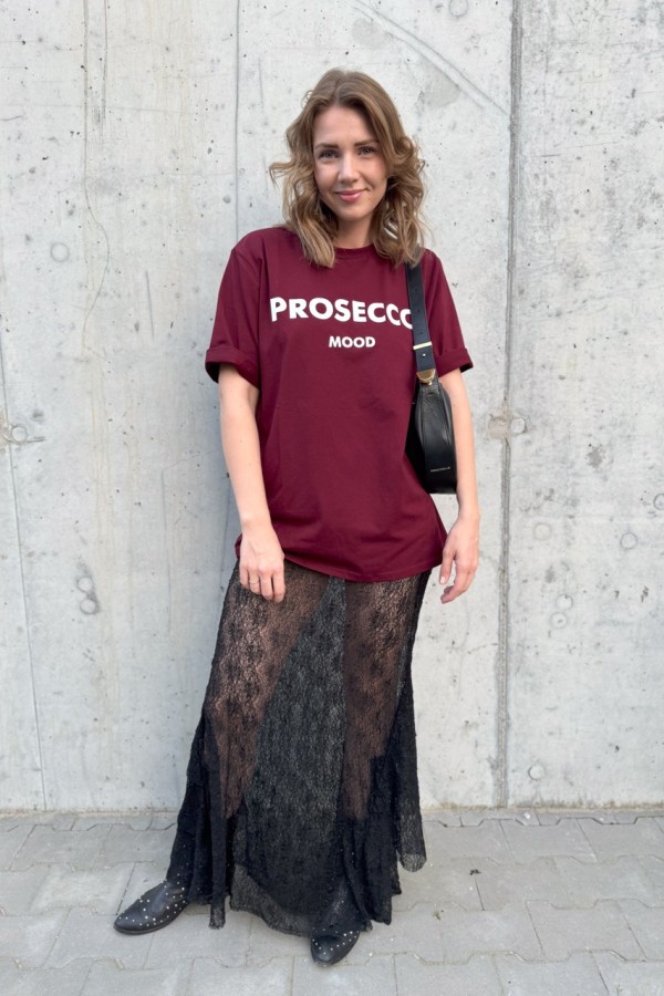 T-SHIRT PROSECCO MOOD BORDOWY