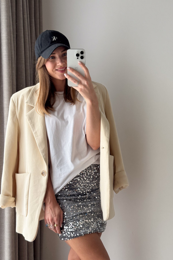 SPÓDNICZKA Z WISKOZOWĄ PODSZEWKĄ CEKINOWA SREBRNA 5