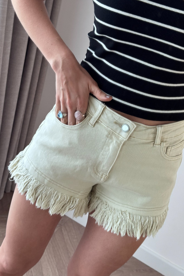 SPODENKI BEŻOWE DŻINSOWE POSTRZĘPIONE NEW YORK 2