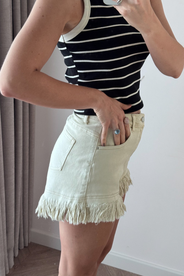 SPODENKI BEŻOWE DŻINSOWE POSTRZĘPIONE NEW YORK 3