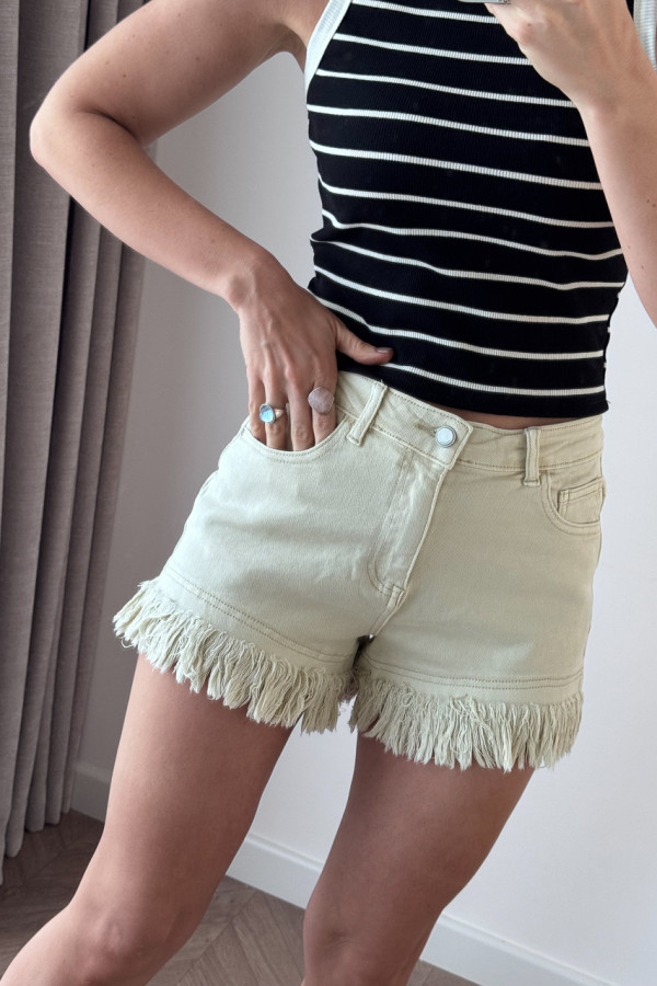 SPODENKI BEŻOWE DŻINSOWE POSTRZĘPIONE NEW YORK 4