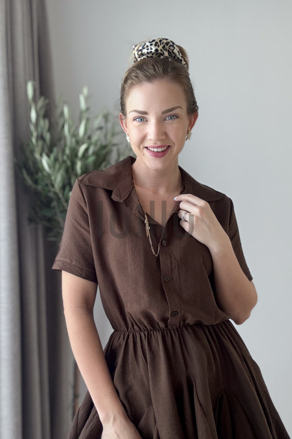 SUKIENKA MINI Z SZEROKIM DOŁEM ZAPINANA NA GUZIKI CZEKOLADA ALESSANDRA 2