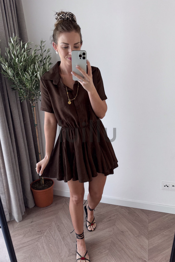 SUKIENKA MINI Z SZEROKIM DOŁEM ZAPINANA NA GUZIKI CZEKOLADA ALESSANDRA 5
