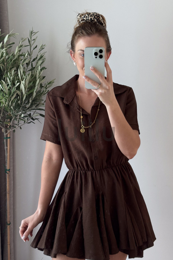 SUKIENKA MINI Z SZEROKIM DOŁEM ZAPINANA NA GUZIKI CZEKOLADA ALESSANDRA 6