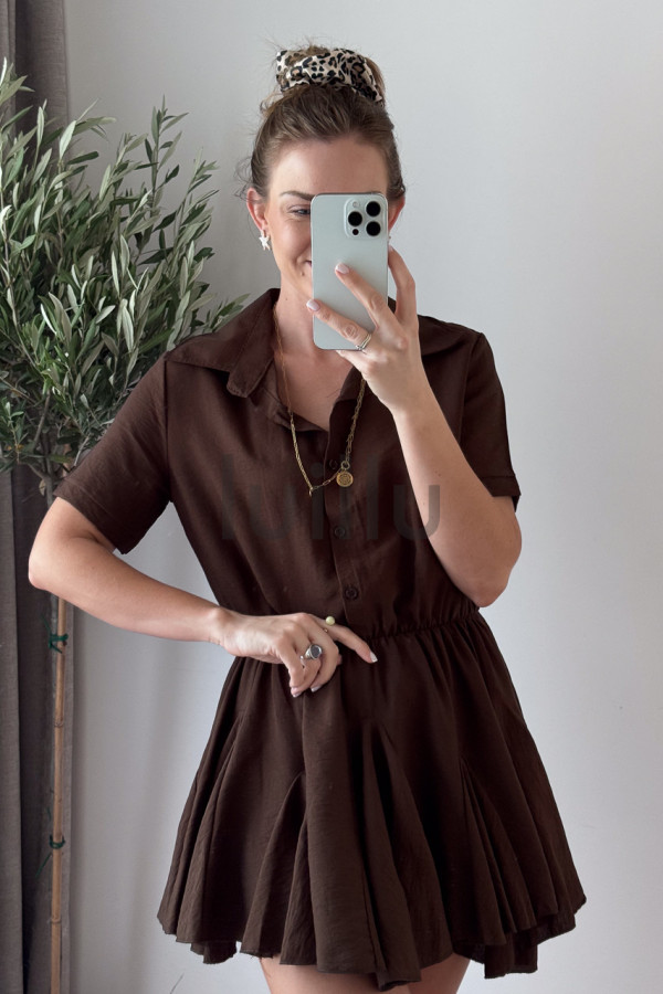 SUKIENKA MINI Z SZEROKIM DOŁEM ZAPINANA NA GUZIKI CZEKOLADA ALESSANDRA 7