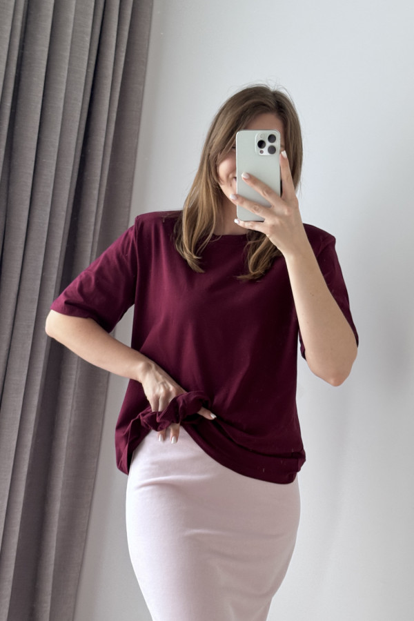 KOSZULKA BAWEŁNIANA Z RÓŻĄ I GUMKĄ DO WŁOSOW BURGUND ROSALINA 2