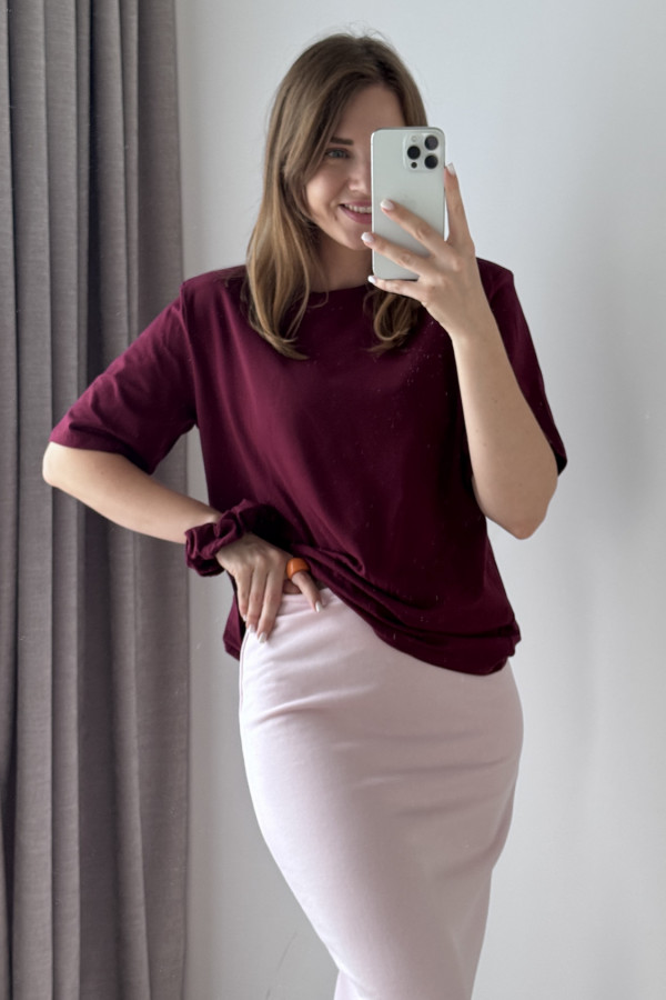 KOSZULKA BAWEŁNIANA Z RÓŻĄ I GUMKĄ DO WŁOSOW BURGUND ROSALINA 3