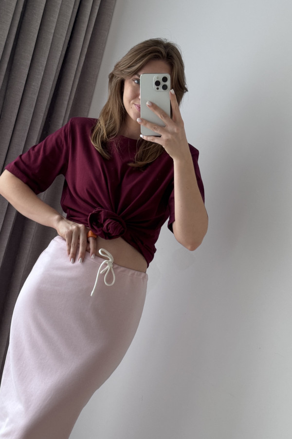 KOSZULKA BAWEŁNIANA Z RÓŻĄ I GUMKĄ DO WŁOSOW BURGUND ROSALINA 4