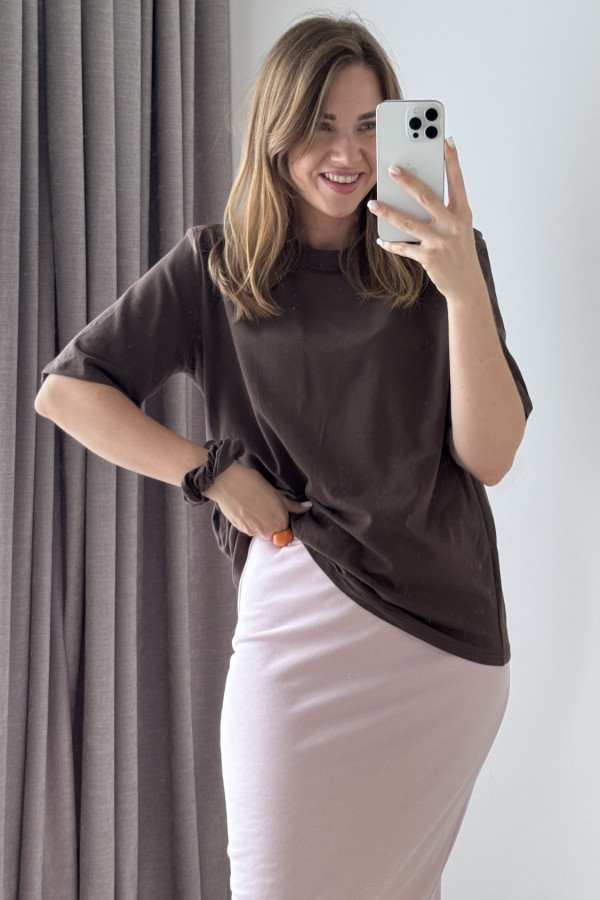 KOSZULKA BAWEŁNIANA Z RÓŻĄ I GUMKĄ DO WŁOSOW CZEKOLADA ROSALINA 4