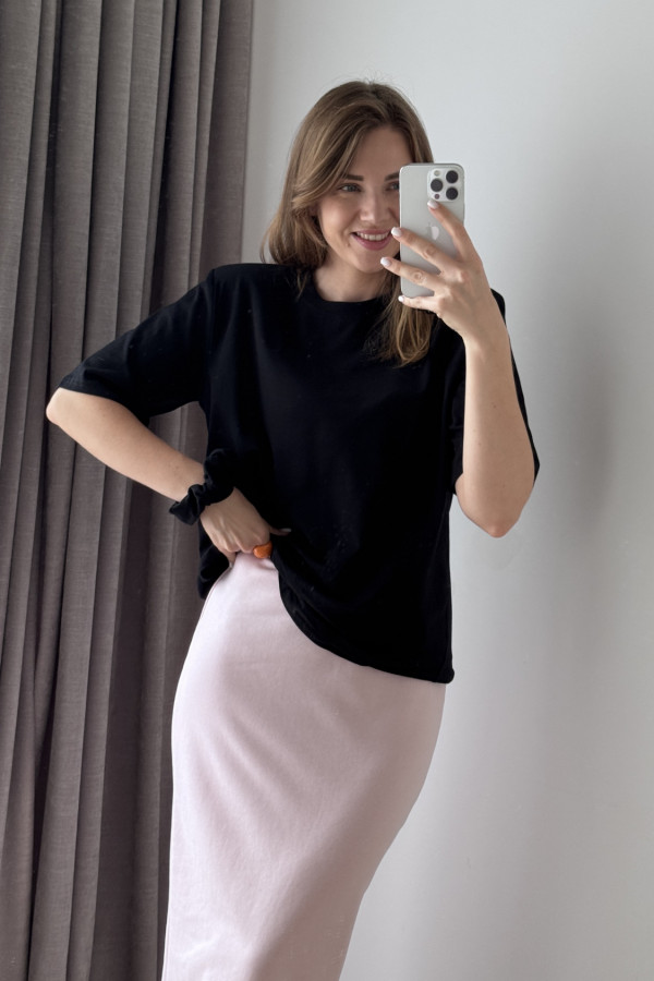 KOSZULKA BAWEŁNIANA Z RÓŻĄ I GUMKĄ DO WŁOSOW CZARNA ROSALINA 4