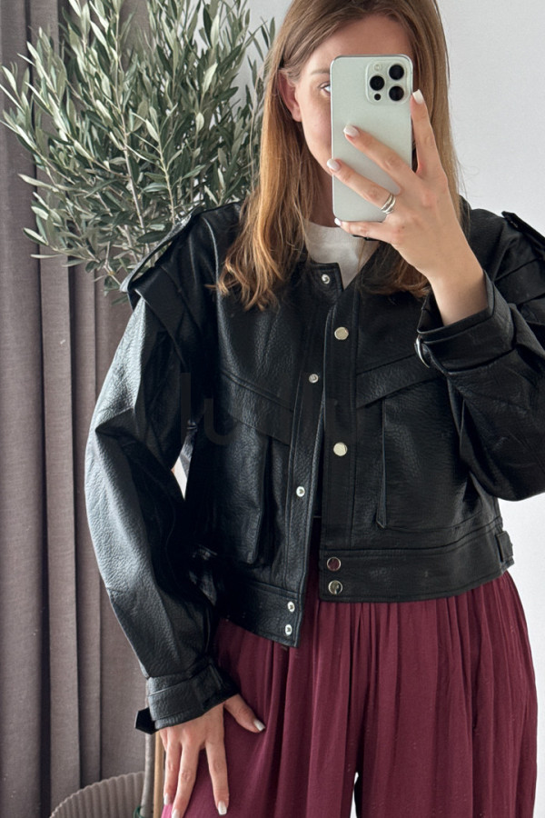 KURTKA EKO SKÓRKA CZARNY KROKODYL 3