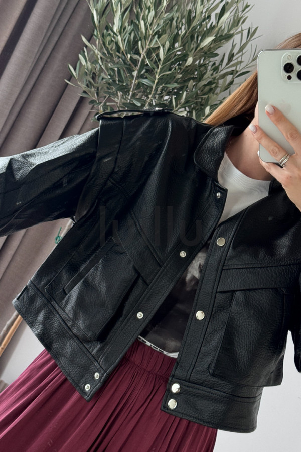 KURTKA EKO SKÓRKA CZARNY KROKODYL 7