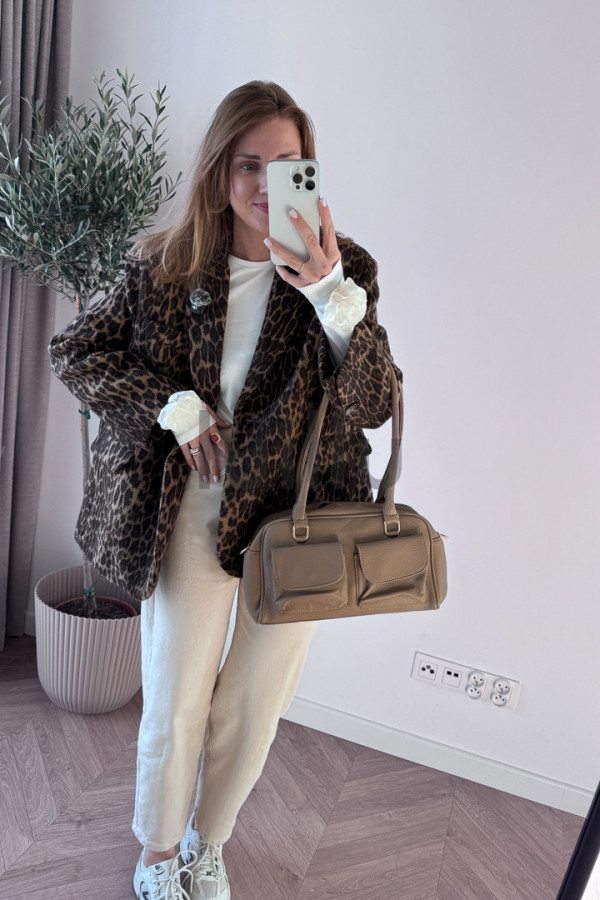 SPODNIE Z CIENKIEGO DŻINSU BANANY BEŻOWE 2