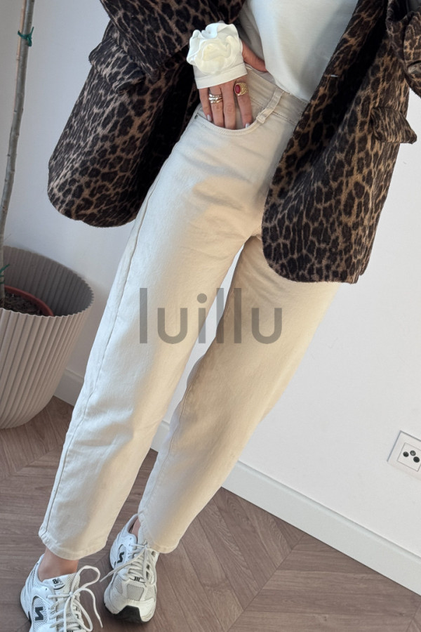 SPODNIE Z CIENKIEGO DŻINSU BANANY BEŻOWE 3