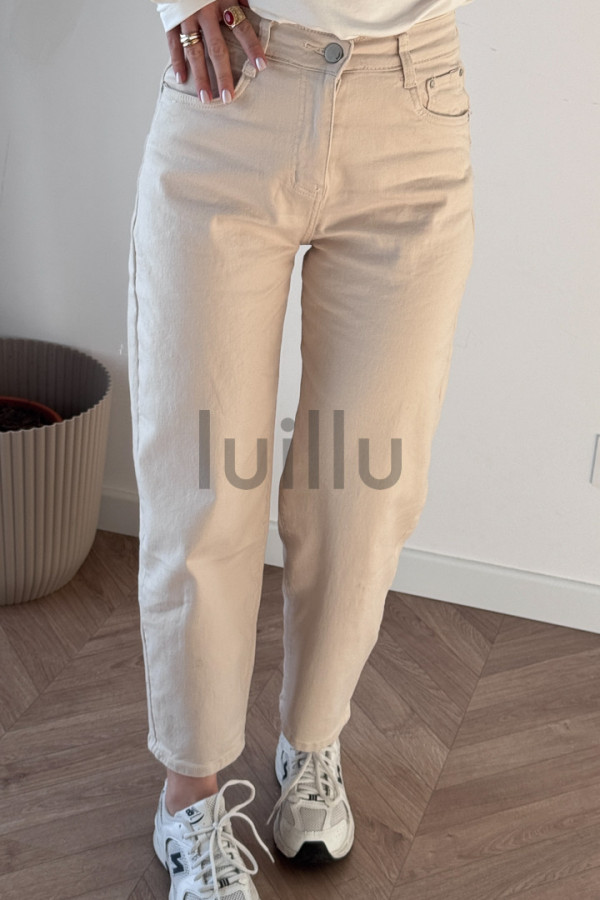 SPODNIE Z CIENKIEGO DŻINSU BANANY BEŻOWE 5