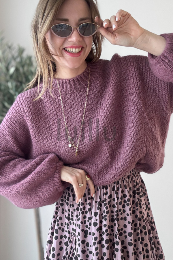 SWETER Z MOHEREM OVERSIZE ŚLIWKA LAURA 2