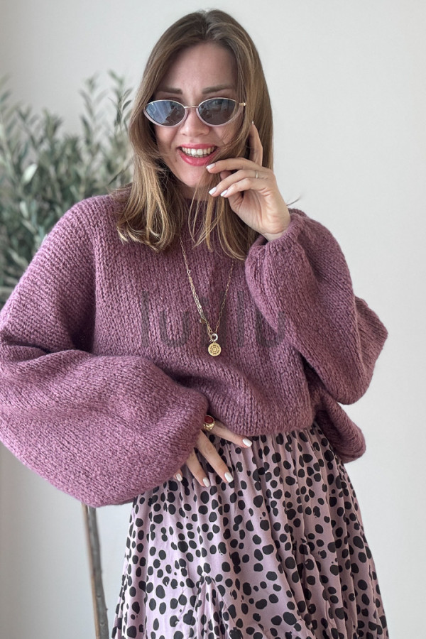 SWETER Z MOHEREM OVERSIZE ŚLIWKA LAURA