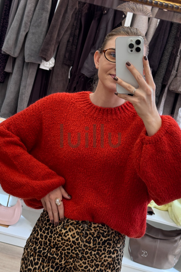 SWETER Z MOHEREM LAURA CZERWIEŃ