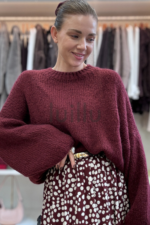 SWETER Z MOHEREM LAURA BURGUND