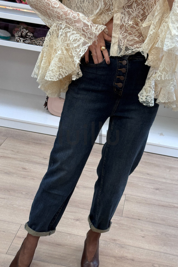 SPODNIE MOM FIT Z GUZIKAMI W UNIKATOWYM KOLORZE DŻINSU 2