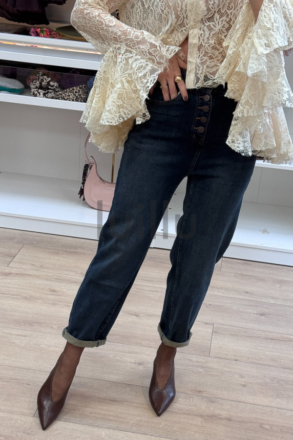 SPODNIE MOM FIT Z GUZIKAMI W UNIKATOWYM KOLORZE DŻINSU 4