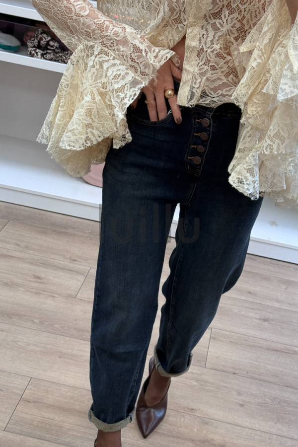 SPODNIE MOM FIT Z GUZIKAMI W UNIKATOWYM KOLORZE DŻINSU 3