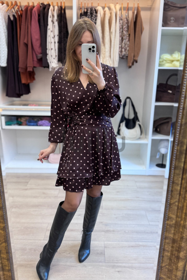 SUKIENKA BURGUNDOWA W JASNE GROSZKI LORENA 12