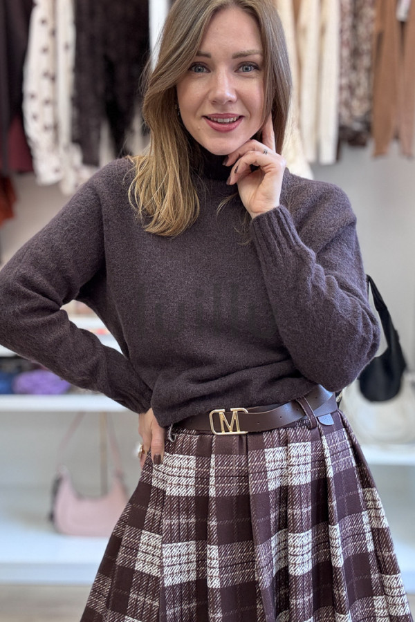 SWETER Z WEŁNĄ Z ALPAKI CIEMNA CZEKOLADA 2