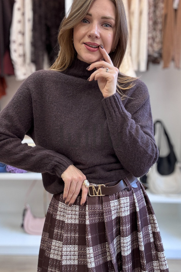 SWETER Z WEŁNĄ Z ALPAKI CIEMNA CZEKOLADA 3