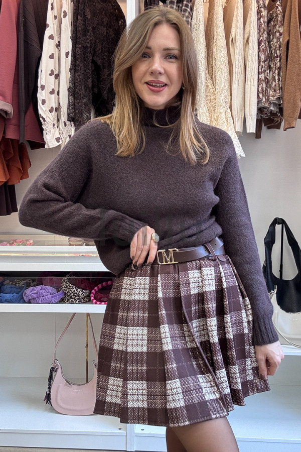 SWETER Z WEŁNĄ Z ALPAKI CIEMNA CZEKOLADA 5