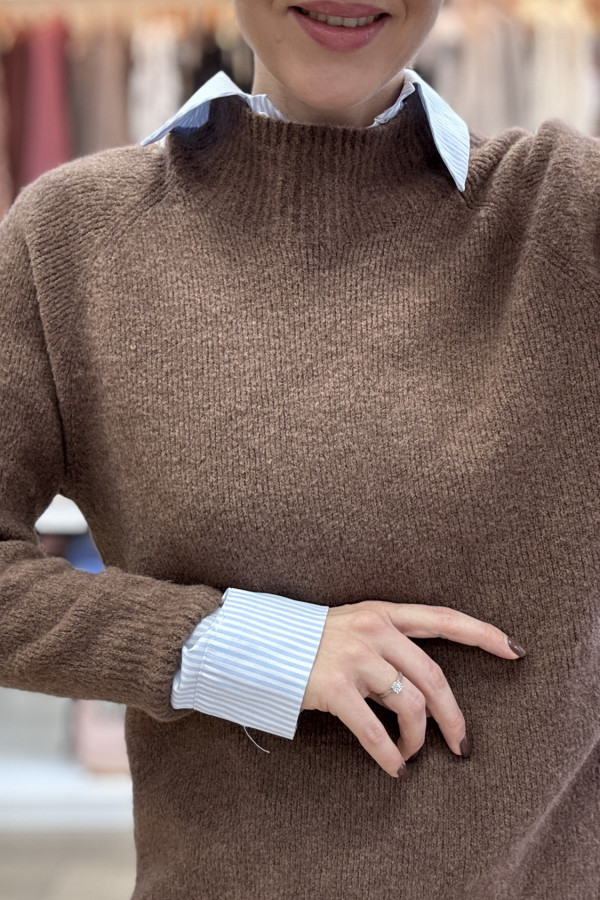 SWETER Z WEŁNĄ Z ALPAKI JASNE KAKAO 3