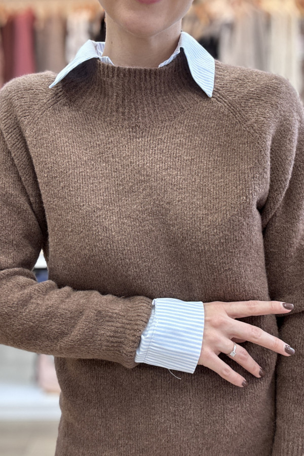 SWETER Z WEŁNĄ Z ALPAKI JASNE KAKAO 5
