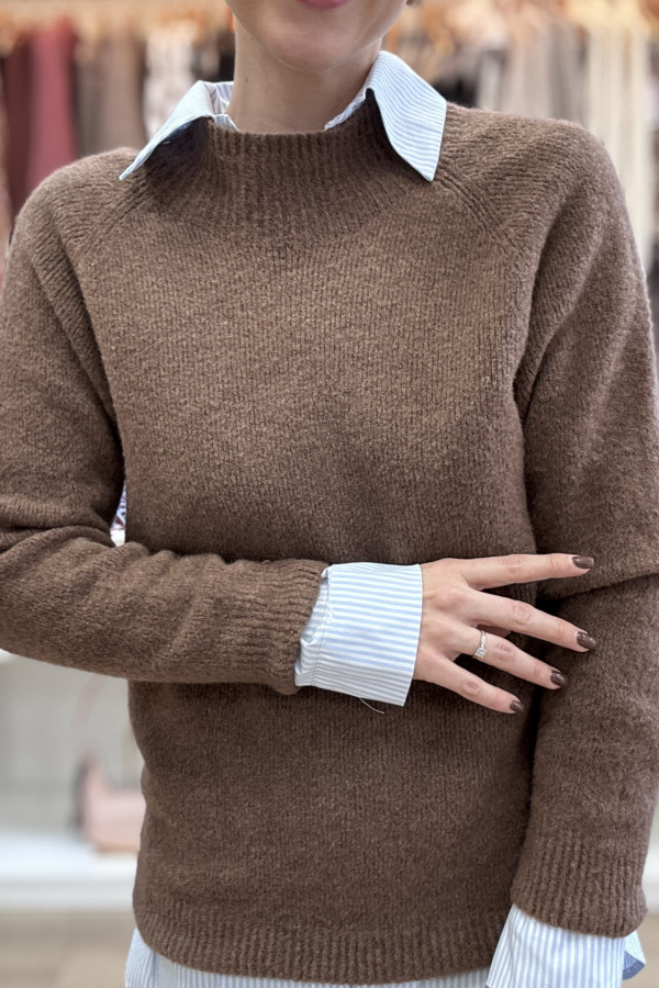 SWETER Z WEŁNĄ Z ALPAKI JASNE KAKAO 6
