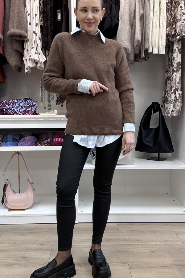 SWETER Z WEŁNĄ Z ALPAKI JASNE KAKAO 7